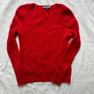 Antonio Melani Red Cable Knit Sweater! Size L but fits like a S/M. 100% Cashmere